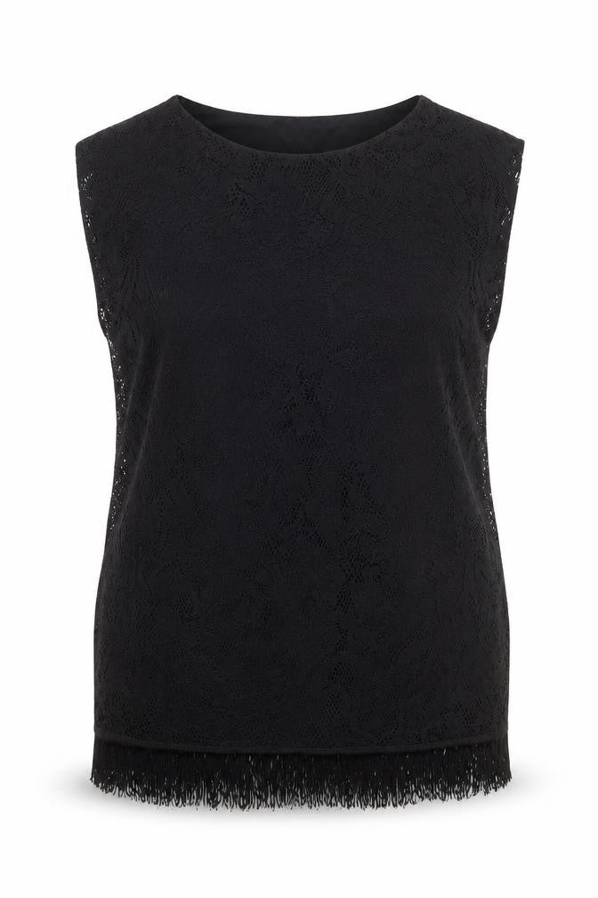 DINA DESS Womens Black Polyester Tunic Tank Size L Boat Neck