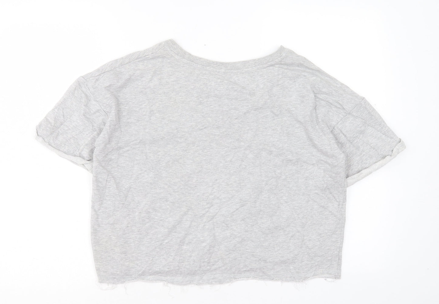 Atmosphere Womens Grey Cotton Cropped T-Shirt Size 10 Crew Neck - NYC