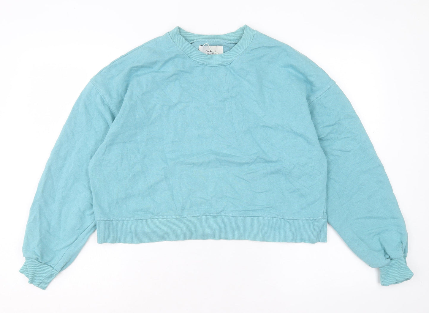 Pull&Bear Womens Blue Cotton Pullover Sweatshirt Size L Pullover