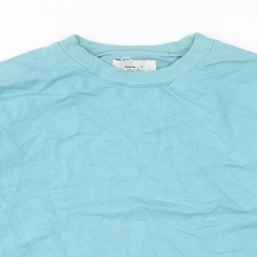Pull&Bear Womens Blue Cotton Pullover Sweatshirt Size L Pullover