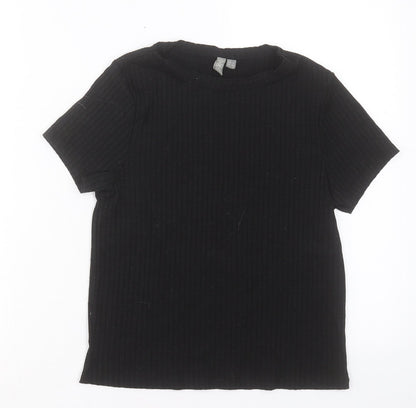 ASOS Womens Black Polyester Basic T-Shirt Size 12 Crew Neck
