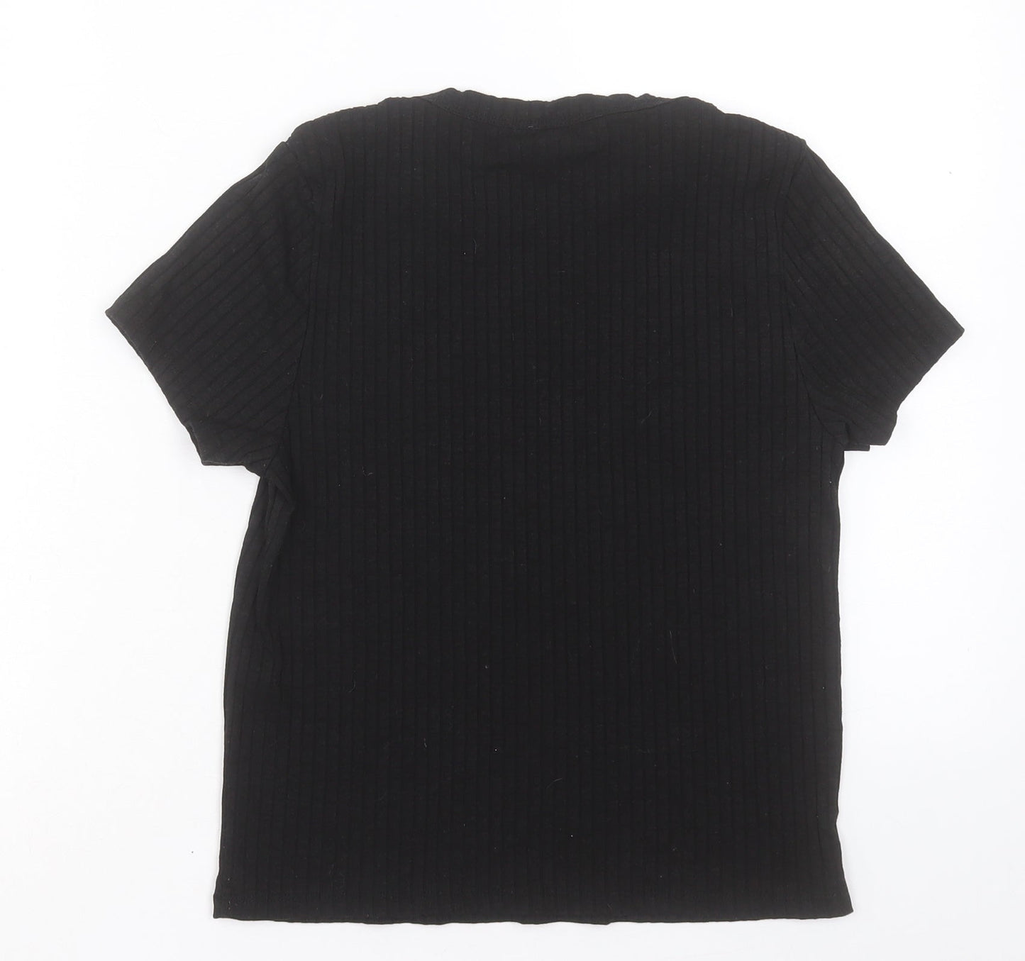 ASOS Womens Black Polyester Basic T-Shirt Size 12 Crew Neck