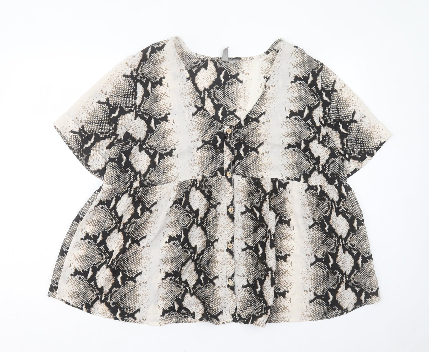 ASOS Womens Brown Animal Print Polyester Basic Blouse Size 16 V-Neck