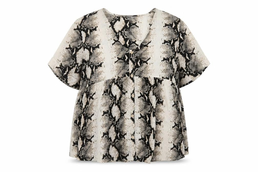 ASOS Womens Brown Animal Print Polyester Basic Blouse Size 16 V-Neck
