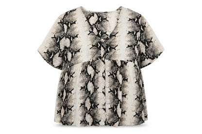 ASOS Womens Brown Animal Print Polyester Basic Blouse Size 16 V-Neck