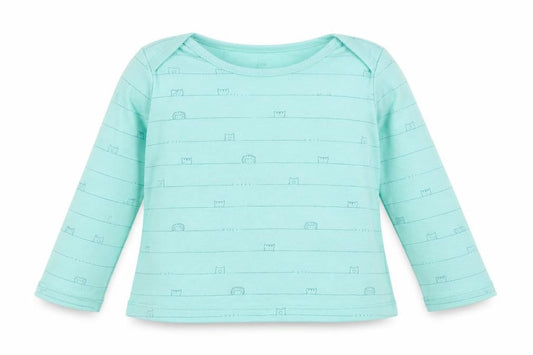 George Girls Green Striped Cotton Basic Casual Size 18-24 Months Round Neck Pullover - Animals