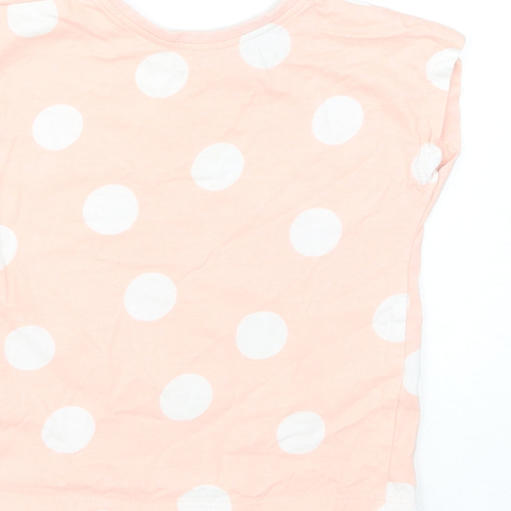 George Girls Pink Polka Dot Cotton Basic T-Shirt Size 12-18 Months Round Neck Pullover