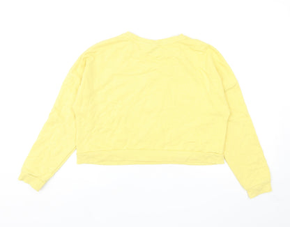 Preloved Primark Girls Yellow Cotton Pullover Sweatshirt Size 11-12 Years Pullover - Mickey Mouse Cropped - Back