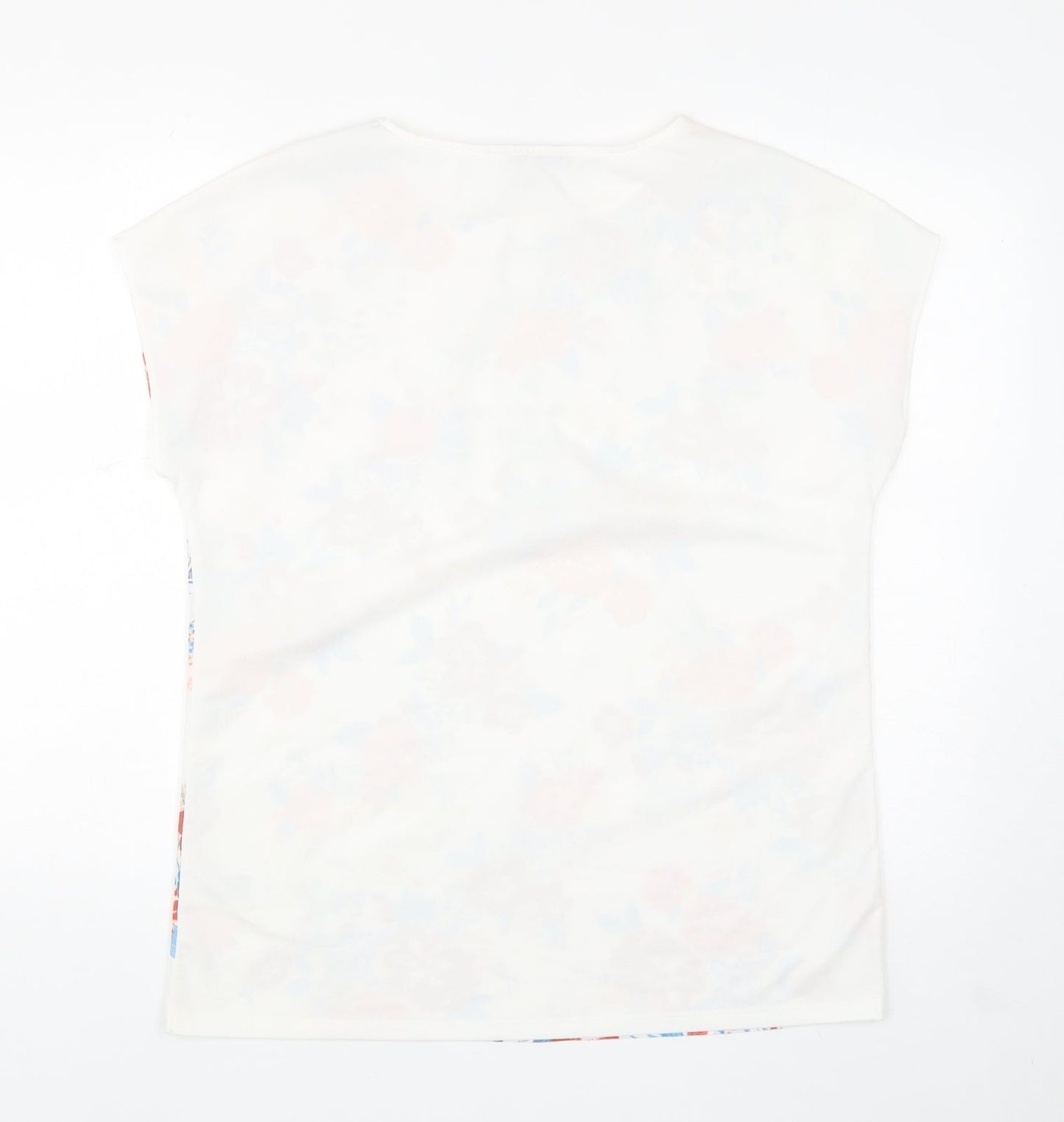 Marks and Spencer Womens White Floral Polyester Basic Blouse Size 14 Boat Neck