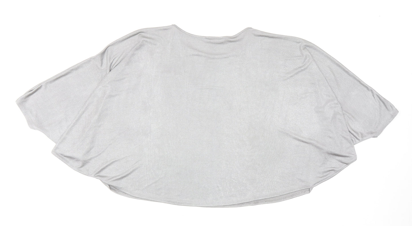 Mango Womens Silver Polyester Basic Blouse Size M Boat Neck