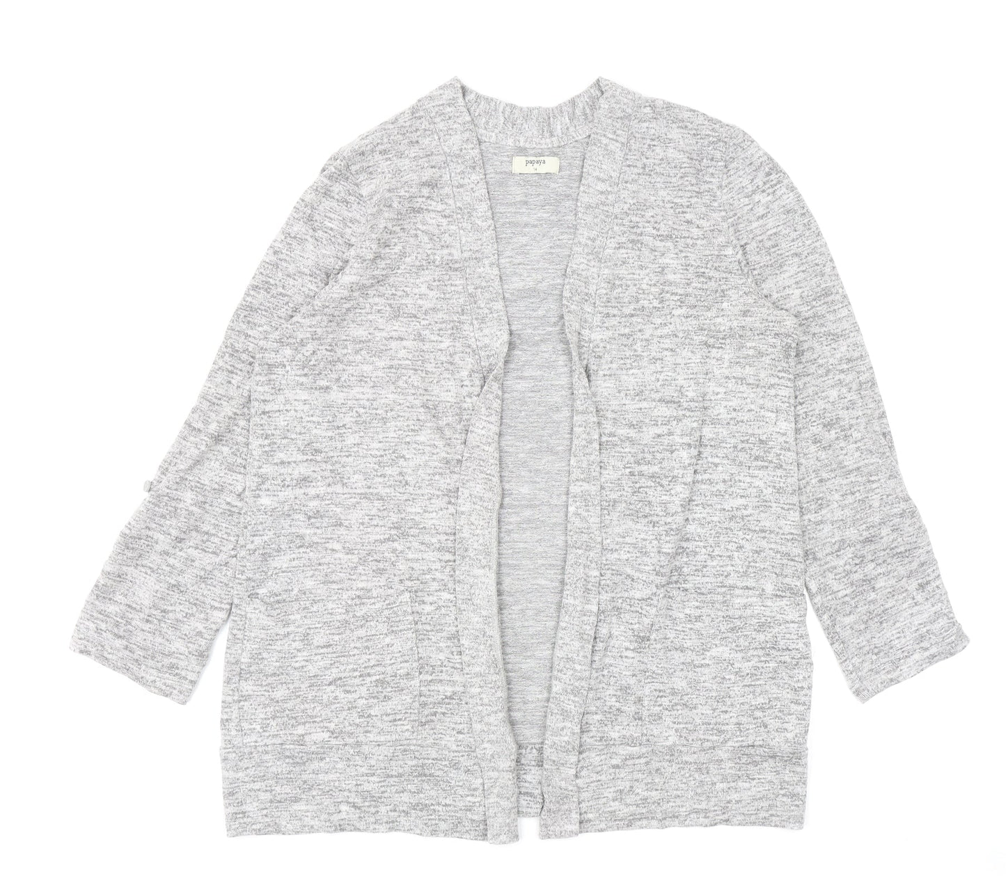 Papaya Womens Grey V-Neck Viscose Cardigan Jumper Size 14