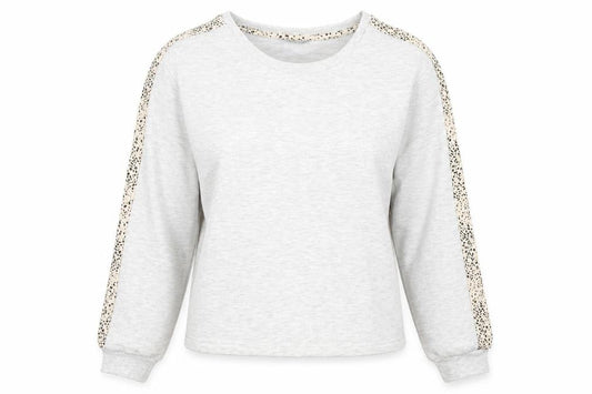 New Look Womens Grey Polyester Pullover Sweatshirt Size 8 Pullover - Leopard Print Detail