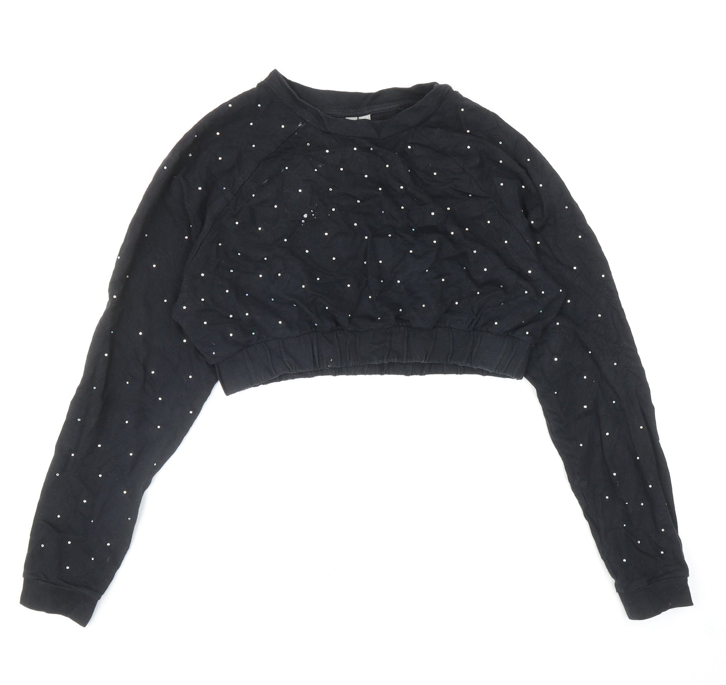 ASOS Womens Black Cotton Pullover Sweatshirt Size 12 Pullover - Cropped