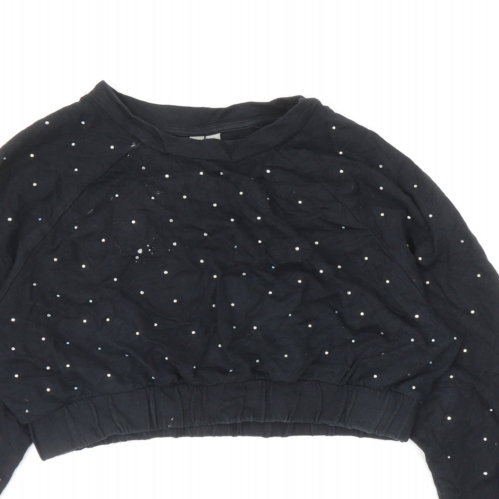 ASOS Womens Black Cotton Pullover Sweatshirt Size 12 Pullover - Cropped