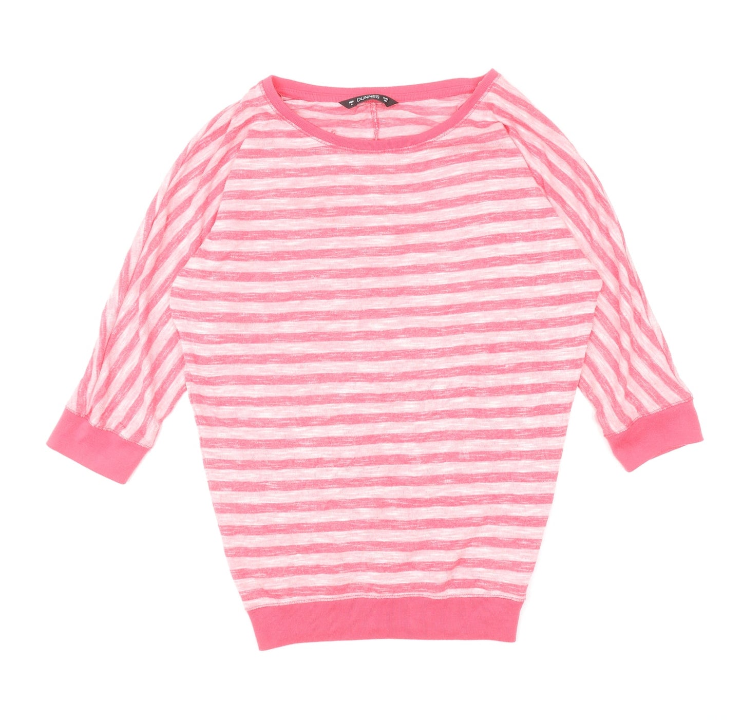 Dunnes Stores Womens Pink Boat Neck Striped Viscose Pullover Jumper Size 8