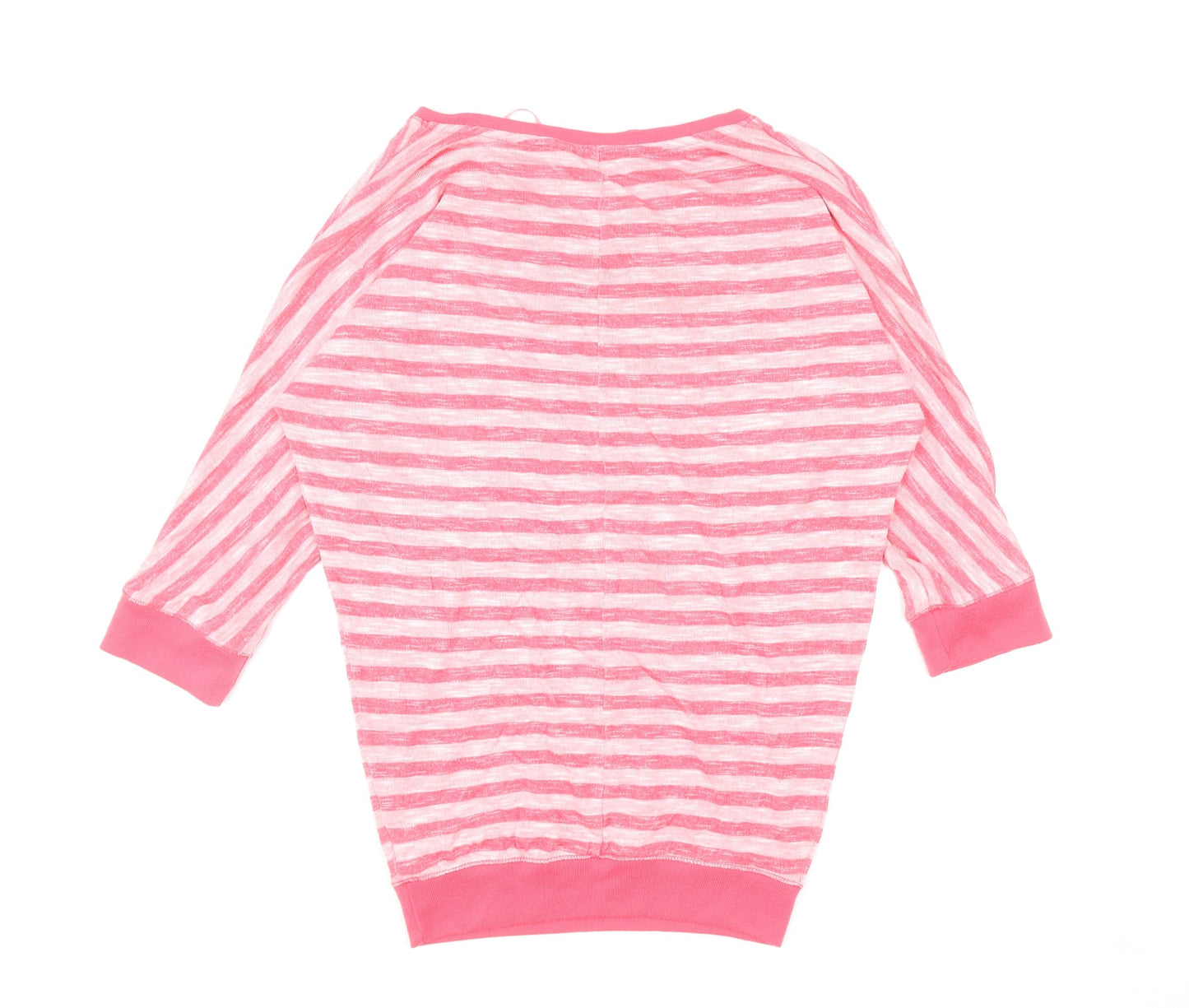 Dunnes Stores Womens Pink Boat Neck Striped Viscose Pullover Jumper Size 8