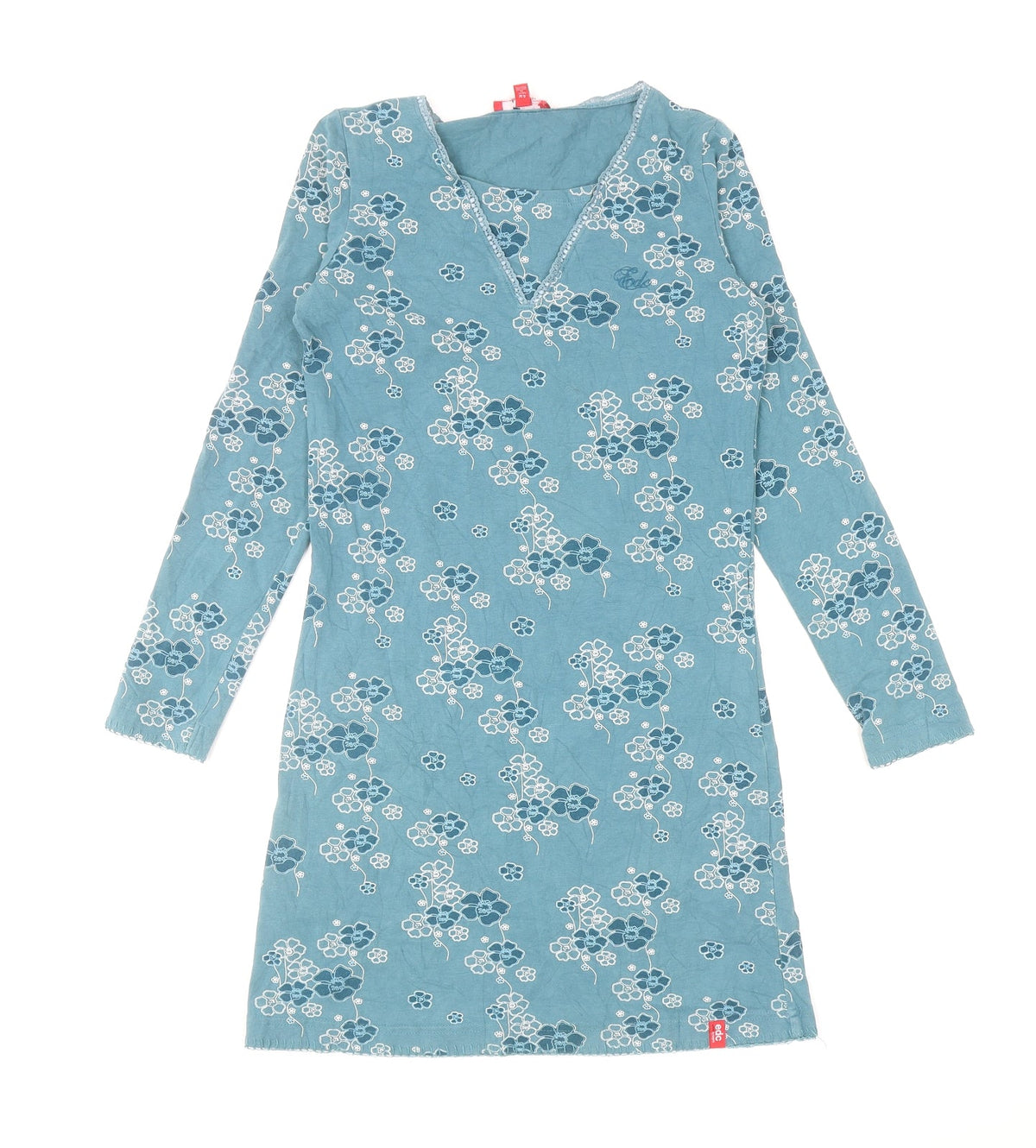 edc by Esprit Girls Blue Floral Polyester Mini Size M Square Neck Pullover