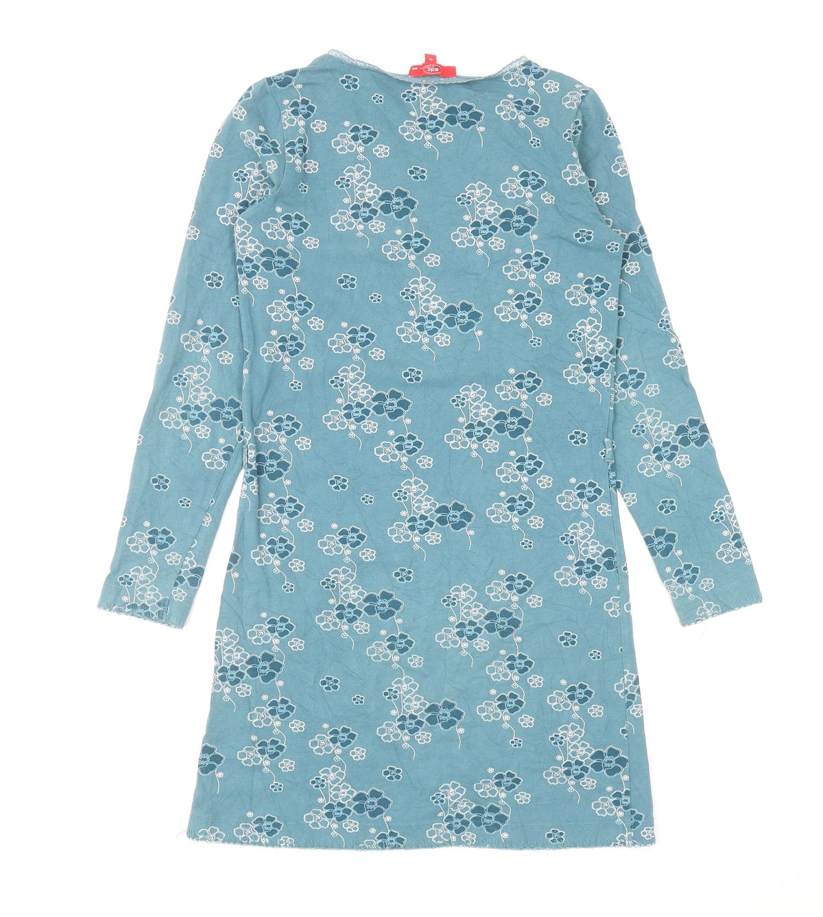 edc by Esprit Girls Blue Floral Polyester Mini Size M Square Neck Pullover