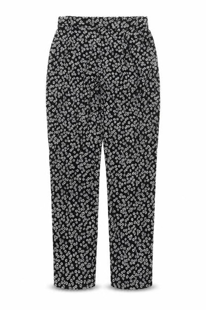 TEX Womens Black Floral Viscose Trousers Size S L28 in Regular