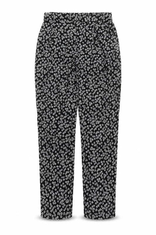 TEX Womens Black Floral Viscose Trousers Size S L28 in Regular