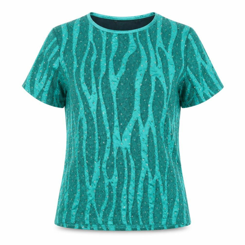 Bonmarché Womens Green Geometric Nylon Basic Blouse Size S Round Neck - Polka Dot