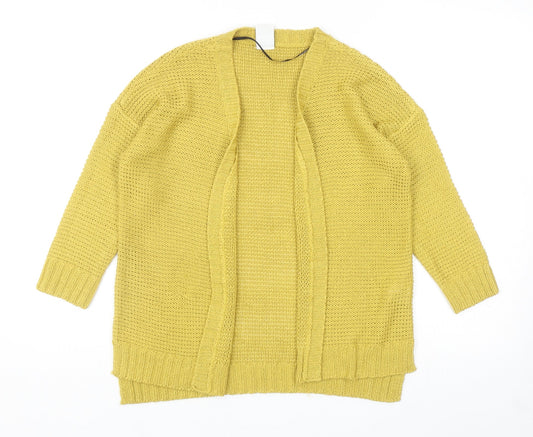 VERO MODA Womens Yellow V-Neck Acrylic Cardigan Jumper Size M