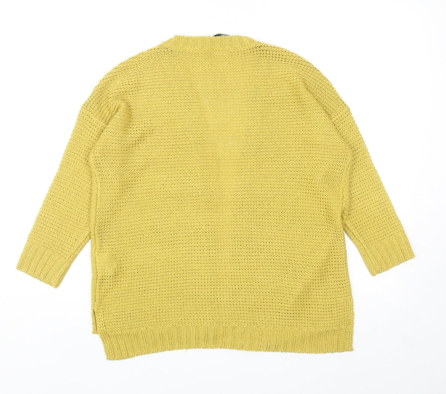 VERO MODA Womens Yellow V-Neck Acrylic Cardigan Jumper Size M
