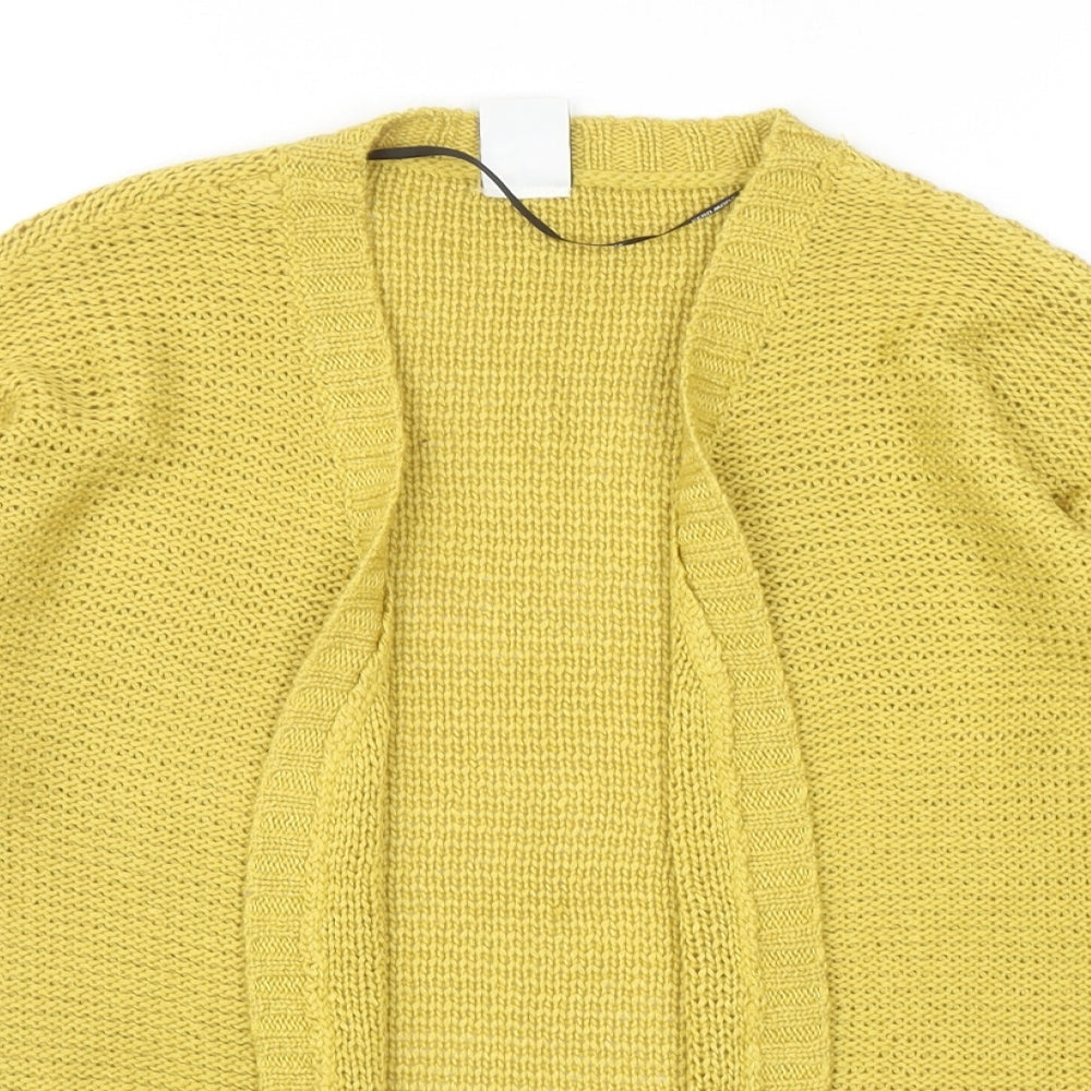 VERO MODA Womens Yellow V-Neck Acrylic Cardigan Jumper Size M