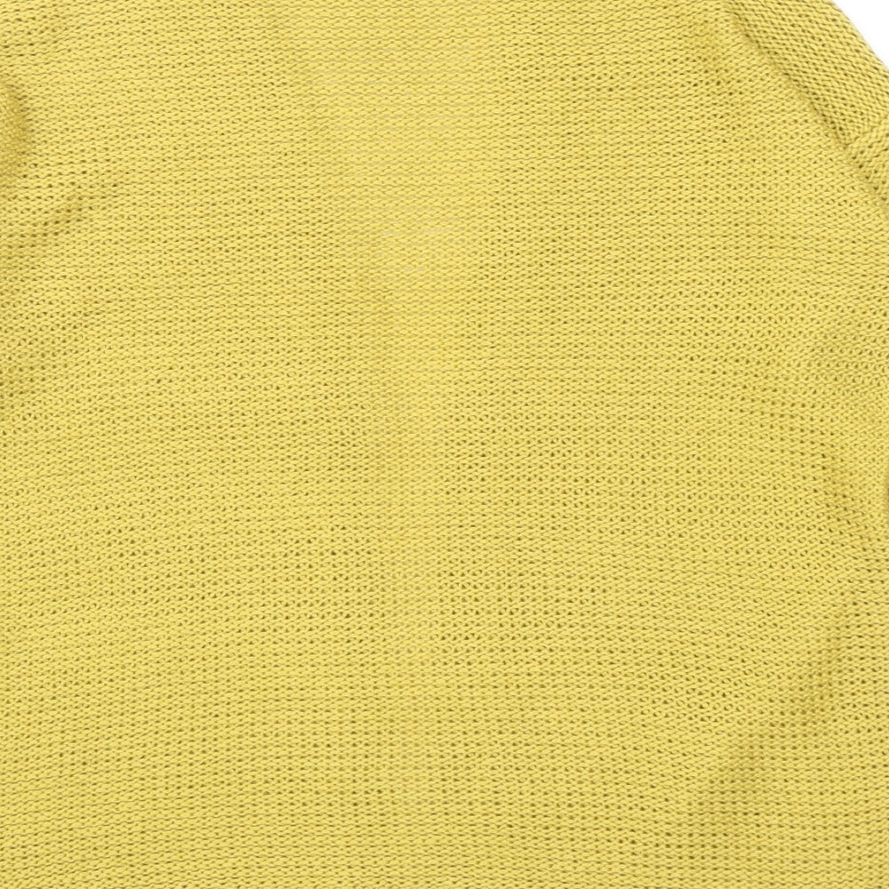 VERO MODA Womens Yellow V-Neck Acrylic Cardigan Jumper Size M