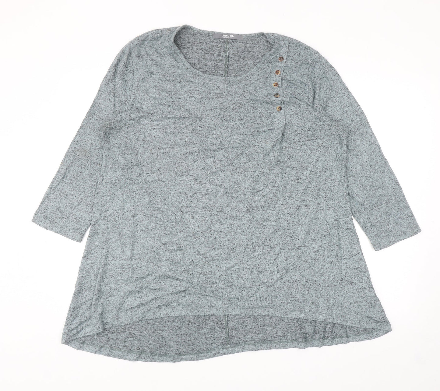 COIN 1804 Womens Blue Scoop Neck Viscose Pullover Jumper Size L