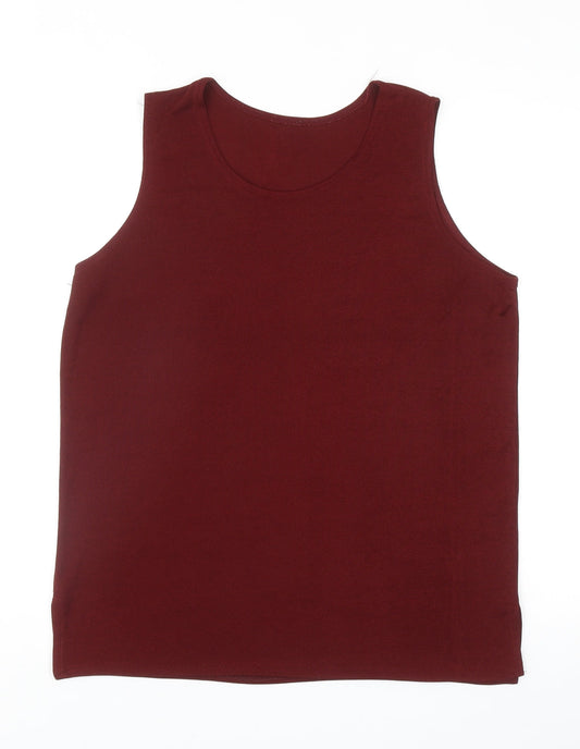 Preworn Womens Red Acetate Basic Tank Size XL Scoop Neck