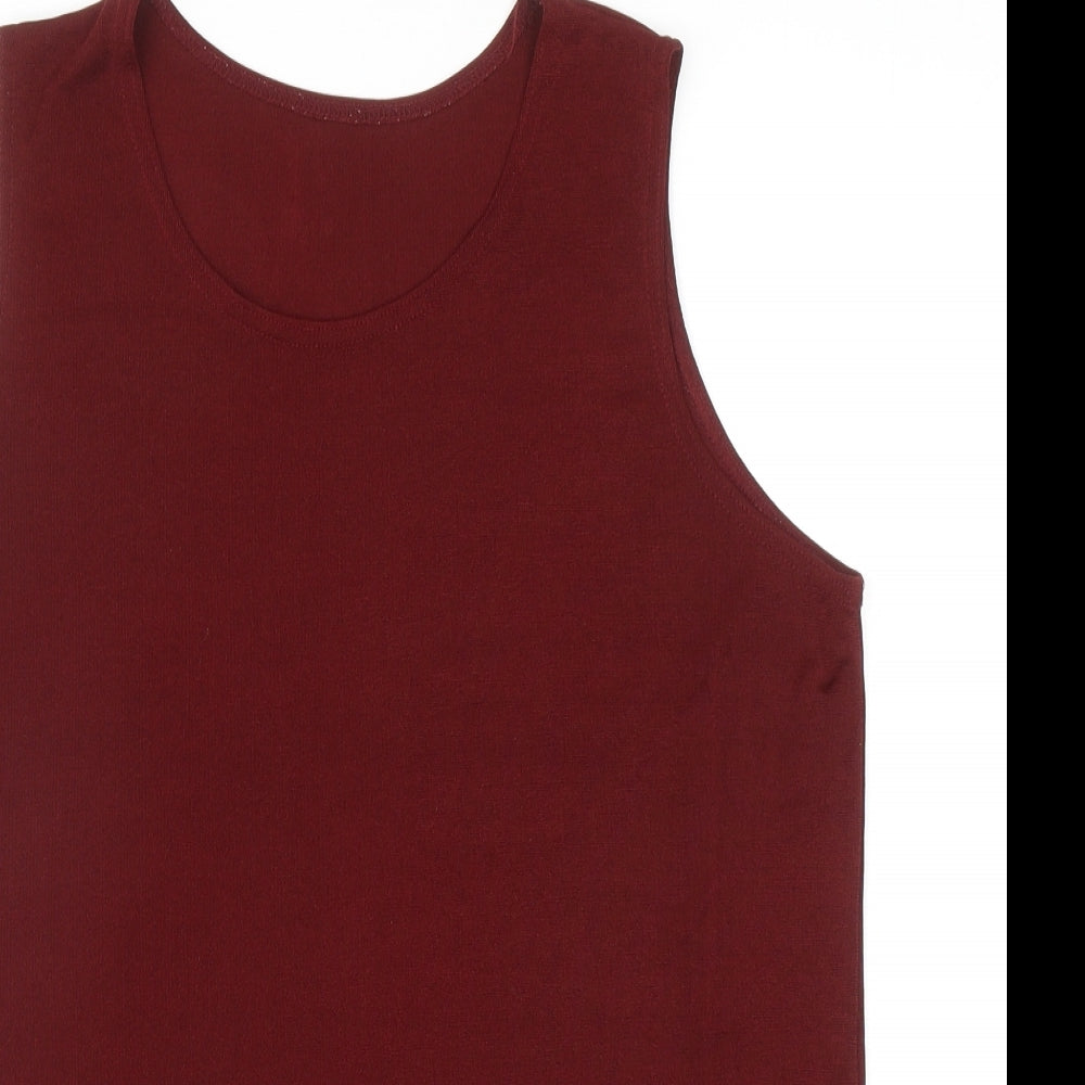 Preworn Womens Red Acetate Basic Tank Size XL Scoop Neck