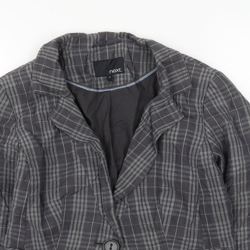 NEXT Womens Grey Check Jacket Blazer Size 8 Button