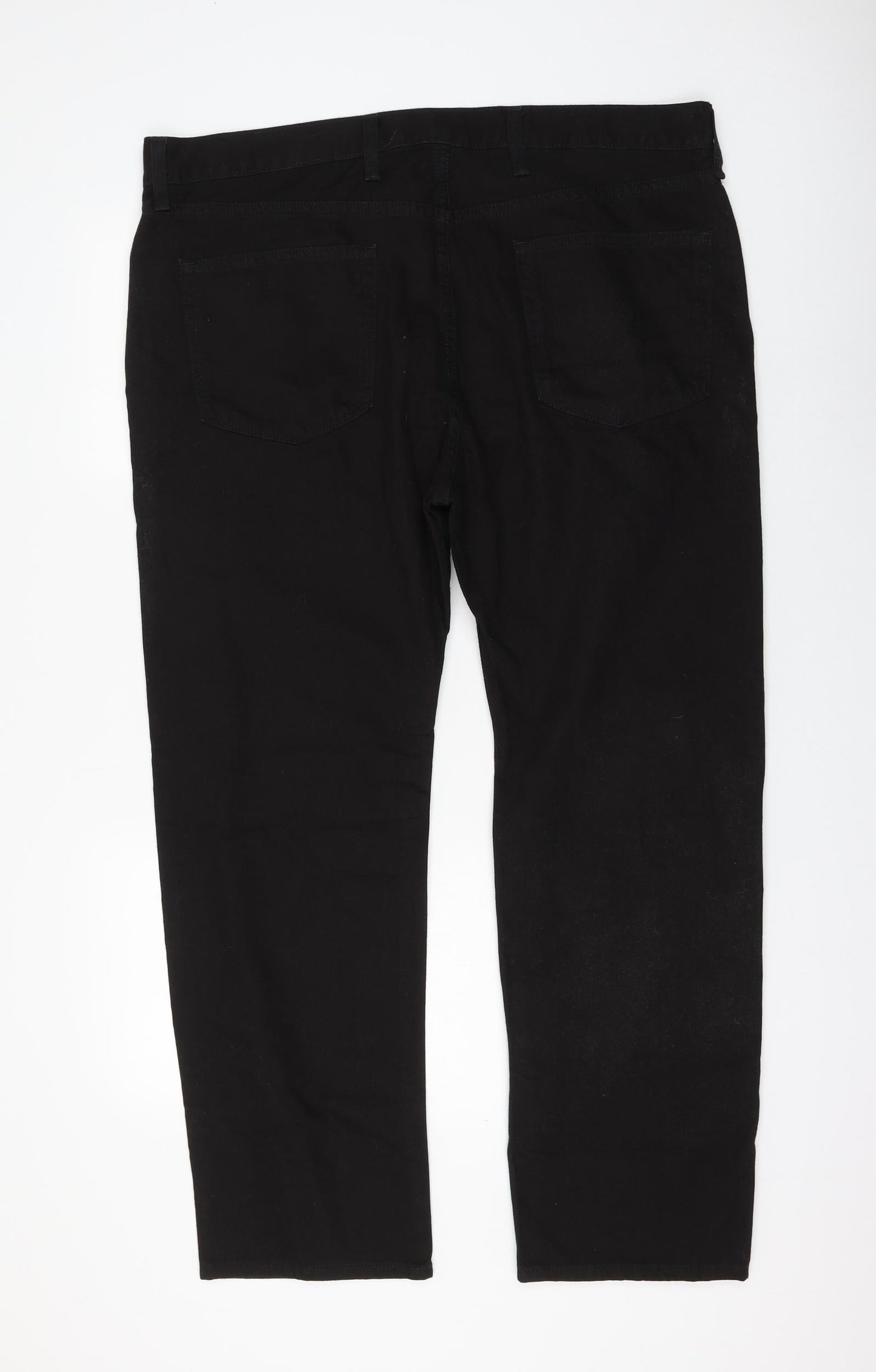 Marks and Spencer Womens Black Cotton Straight Jeans Size 40 in L29 in Regular Zip