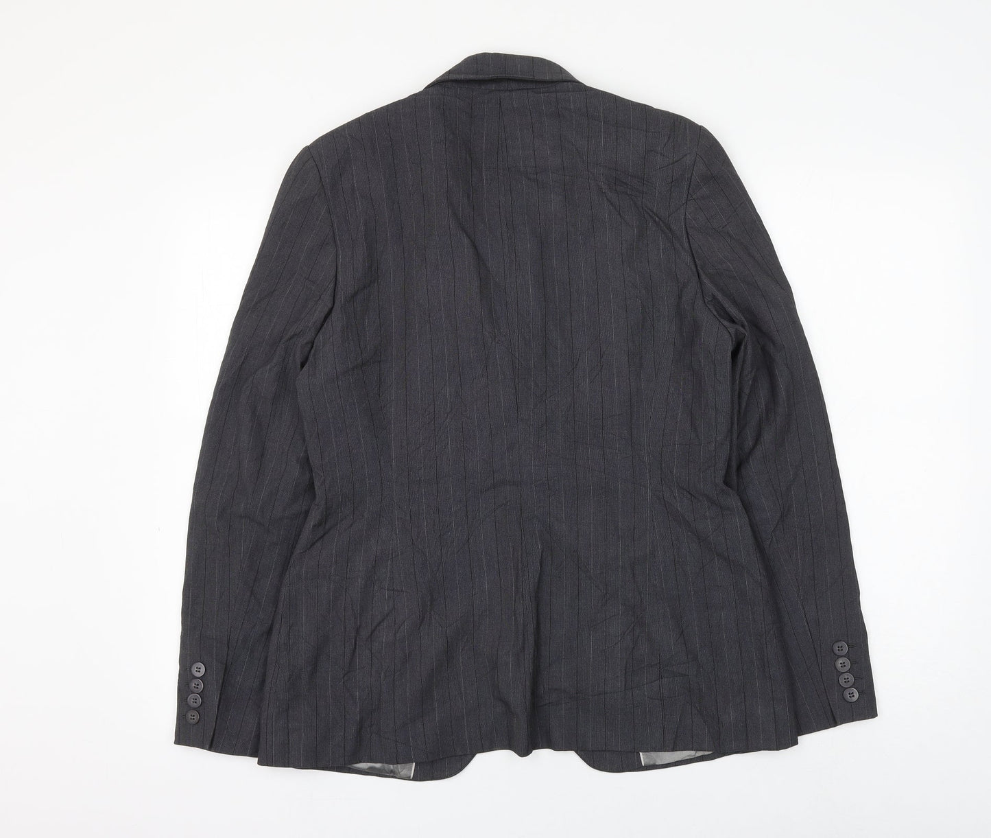 NEXT Womens Grey Striped Jacket Blazer Size 14 Button