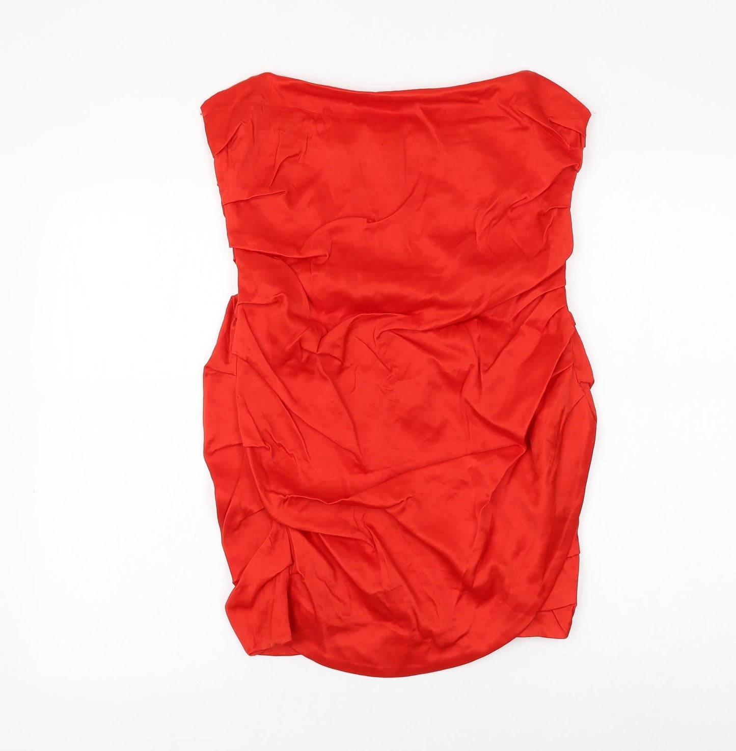 Zara Womens Red Viscose Mini Size XL Off the Shoulder Zip