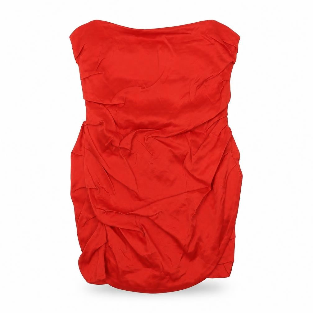 Zara Womens Red Viscose Mini Size XL Off the Shoulder Zip