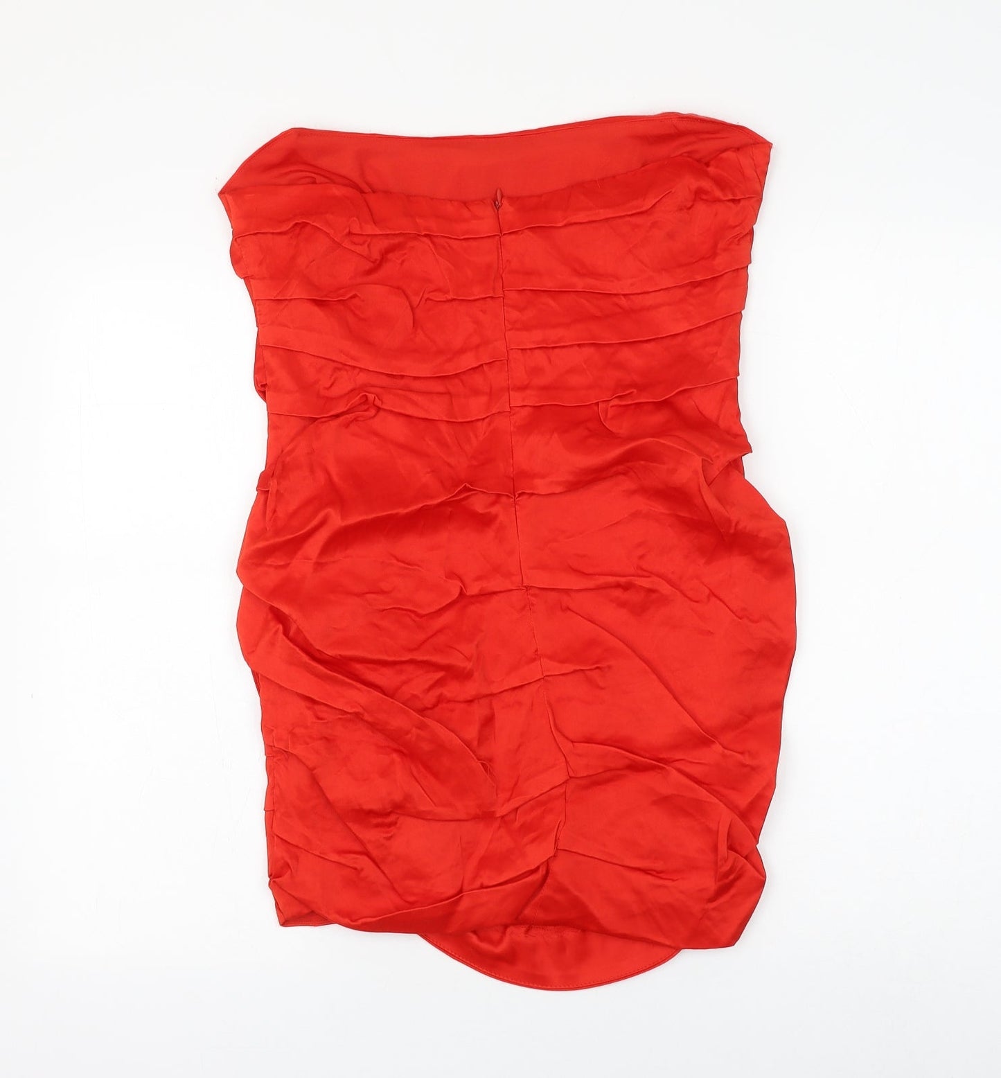 Zara Womens Red Viscose Mini Size XL Off the Shoulder Zip