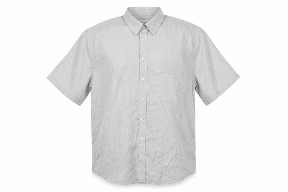 Impressions Mens Grey Cotton Button-Up Size 17 Collared Button