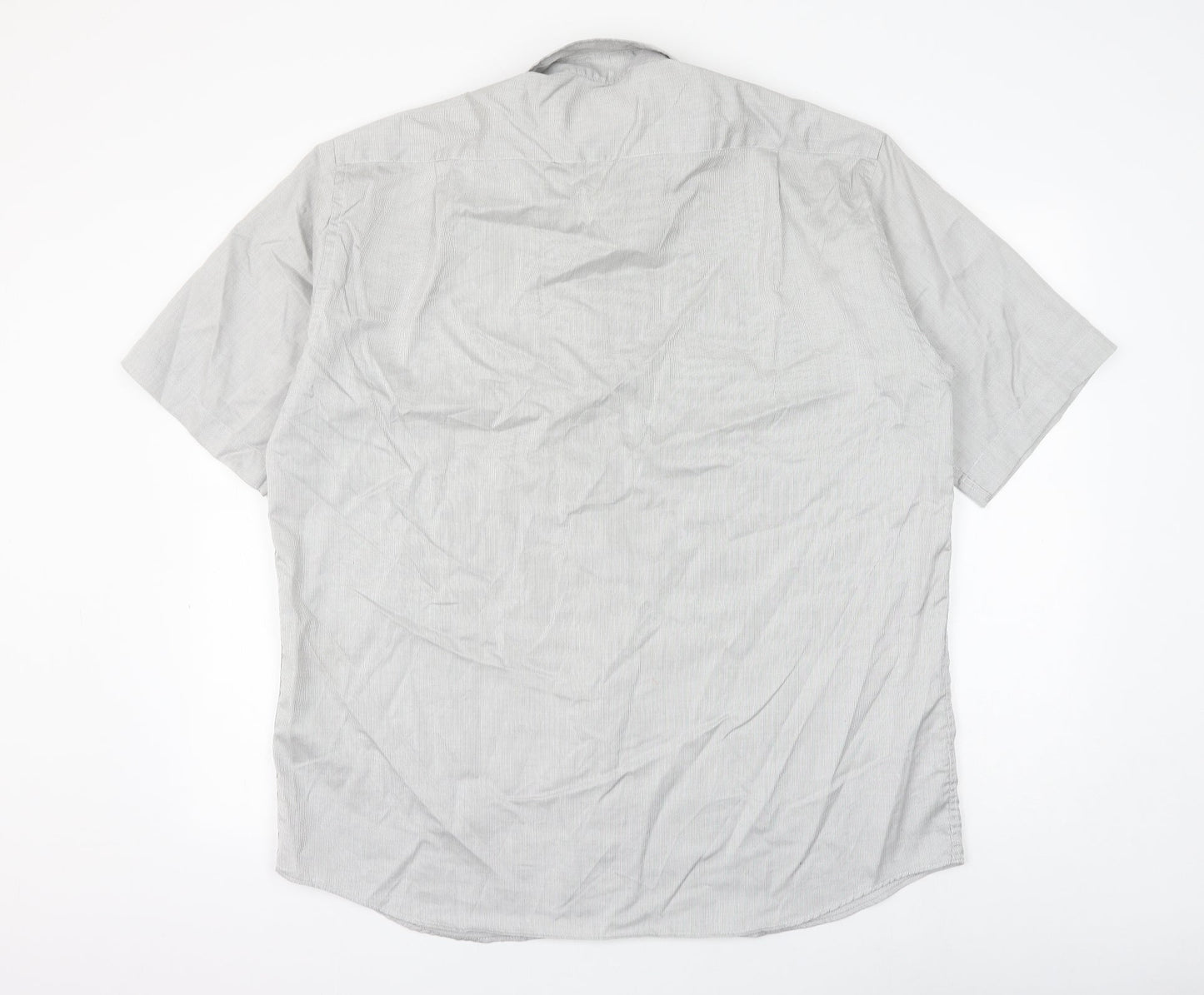 Impressions Mens Grey Cotton Button-Up Size 17 Collared Button