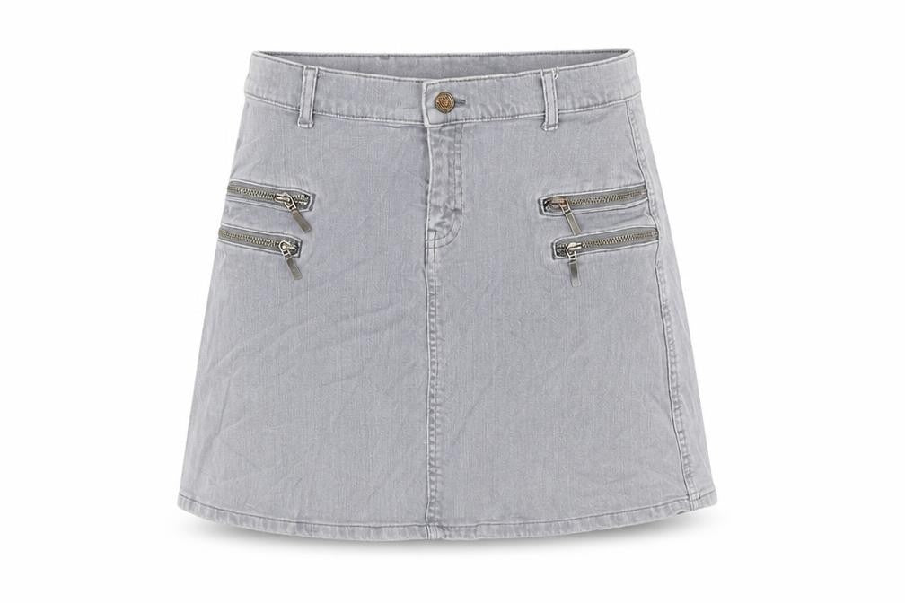 Mango Womens Grey Polyester A-Line Skirt Size L Zip