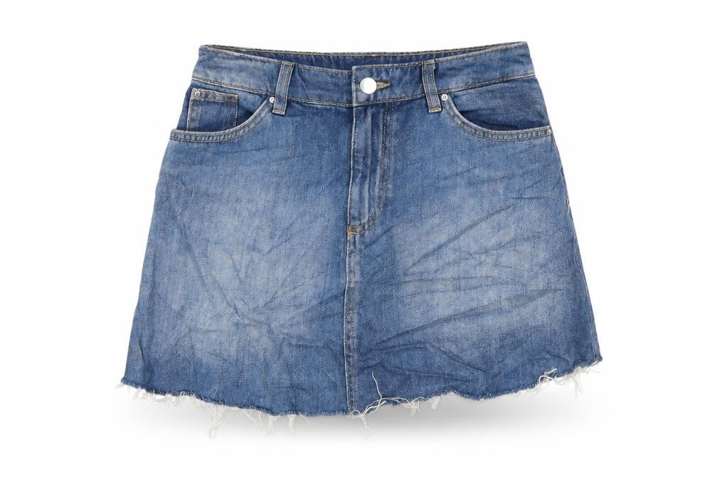 H&M Womens Blue Cotton Mini Skirt Size 8 Zip
