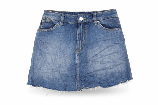 H&M Womens Blue Cotton Mini Skirt Size 8 Zip