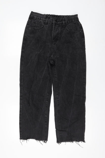 Womens Black Polyester Mom Jeans Size M L24 in Regular Zip