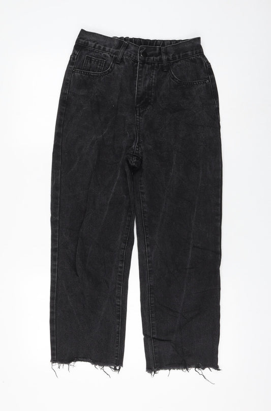 Preworn Womens Black Polyester Mom Jeans Size M L24 in Regular Zip