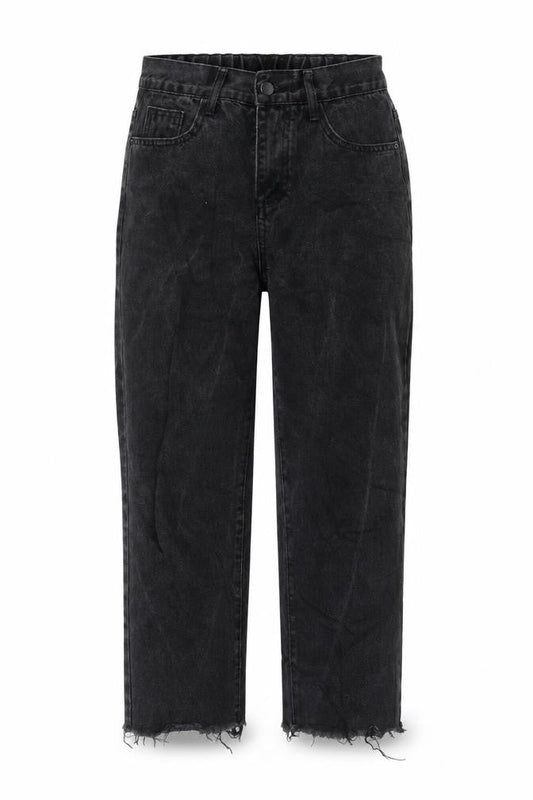 Preworn Womens Black Polyester Mom Jeans Size M L24 in Regular Zip