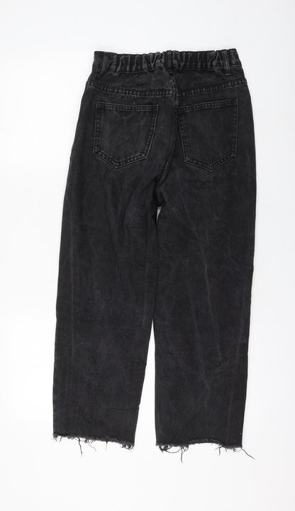 Womens Black Polyester Mom Jeans Size M L24 in Regular Zip