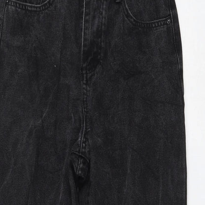 Womens Black Polyester Mom Jeans Size M L24 in Regular Zip