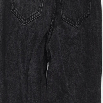 Womens Black Polyester Mom Jeans Size M L24 in Regular Zip