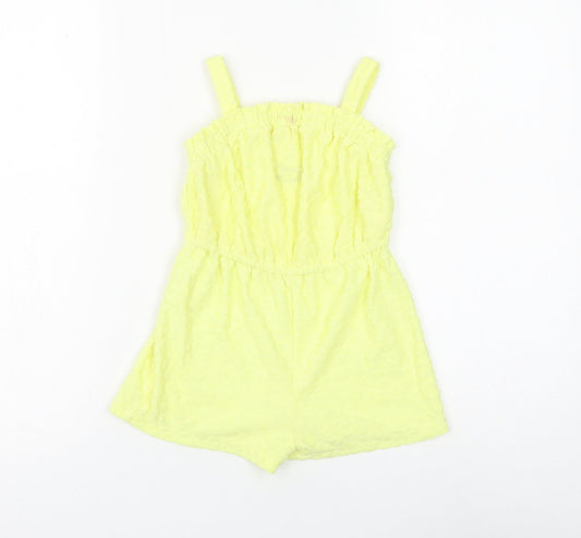 Matalan Girls Yellow Animal Print Polyester Romper One-Piece Size 4 Years Pullover - Leopard Print